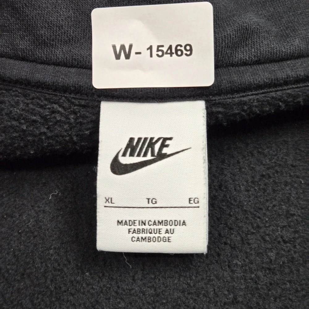 Nike Men Hoodie XL Black Fleece Nike Swoosh Embroidered Half Zip Logo Pockets
